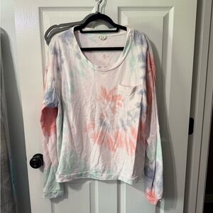 POL Pink and Blue Oversized Long Sleeve Tee